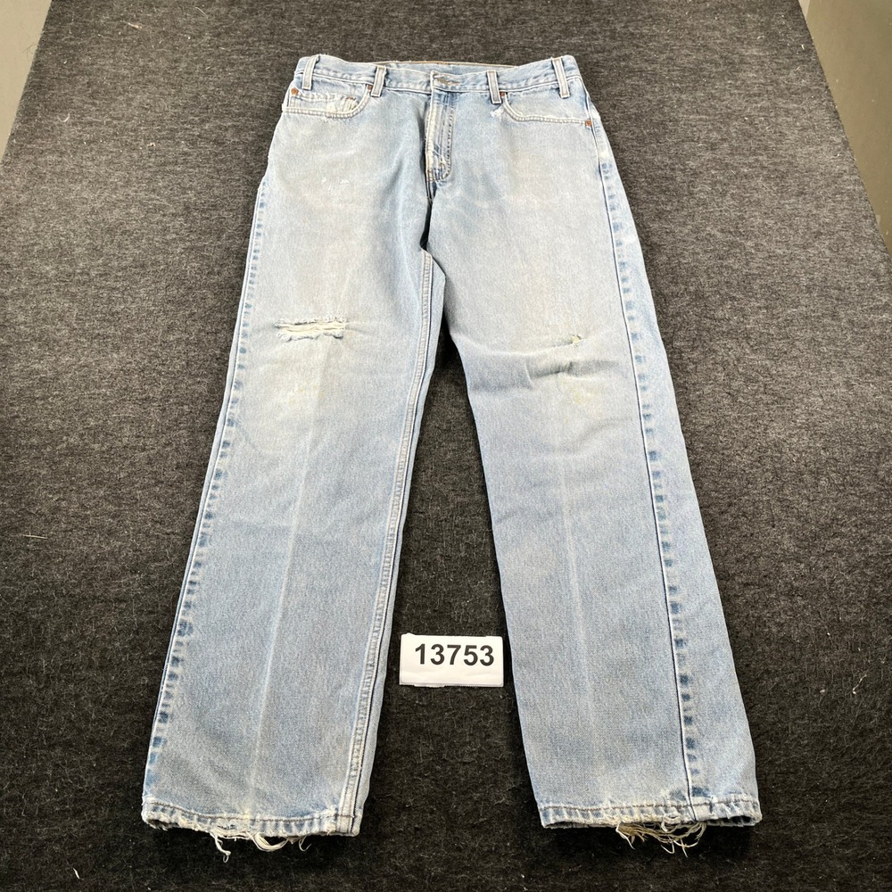Levi's 505 Jeans Mens 34x31 Light Blue Fair Distressed Vintage Straight Leg
